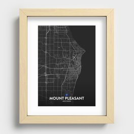 Mount Pleasant, Wisconsin, United States - Dark City Map Recessed Framed Print