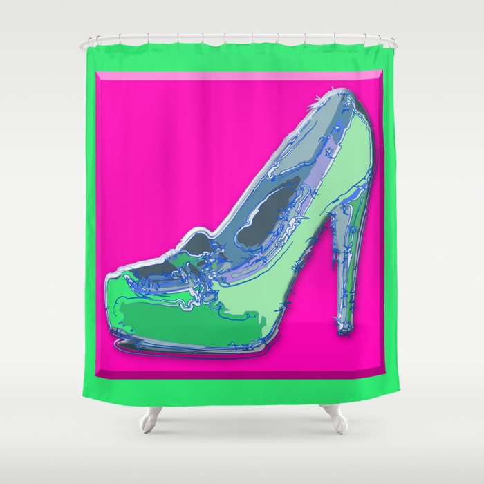Green in pink  Shower Curtain