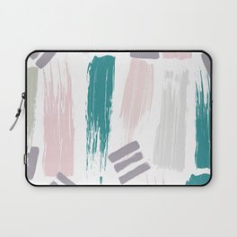 Abstract pink turquoise gray acrylic paint brushstrokes Laptop Sleeve