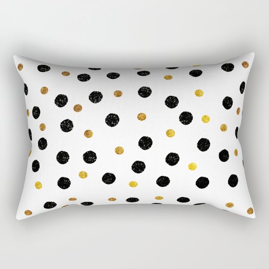 Black & Gold Glitter Confetti on white background- Elegant pattern Rectangular Pillow
