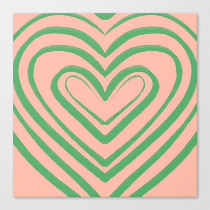 Vintage Sage Green Heart Canvas Print