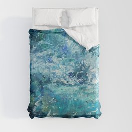  abstract oil painting showing waves in ocean or sea on canvas. Modern Impressionism, modernism, marinism  Duvet Cover