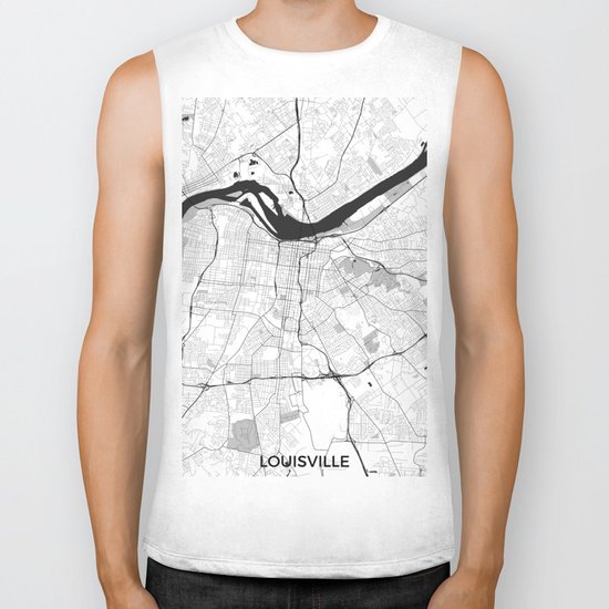 Louisville Map Gray Biker Tank