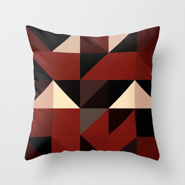 Red Black Block Pattern Abstract Throw Pillow By Artaddiction45
