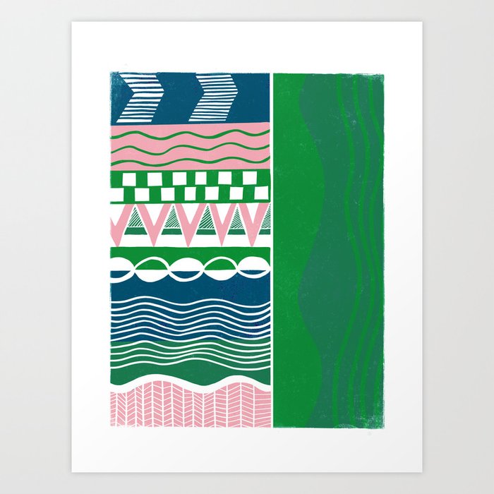 TIKI, tropical greens + blues Art Print