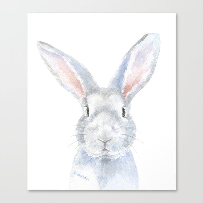 Gray Bunny Rabbit Watercolor Painting Canvas Print By Susanwindsor