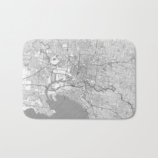Melbourne Map Line Bath Mat