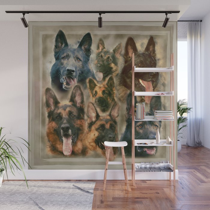 German Shepherd dog - GSD collage Wall Mural