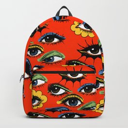 60s Eye Pattern Backpack | Curated, Eye, Pattern, 60S, Vintage, Digital, Ink Pen, Eyes, Illustration, Drawing 
