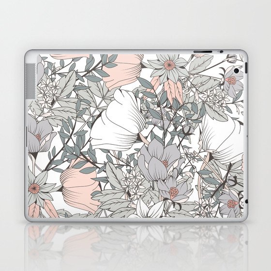 Seamless pattern design with hand drawn flowers and floral elements Laptop & iPad Skin