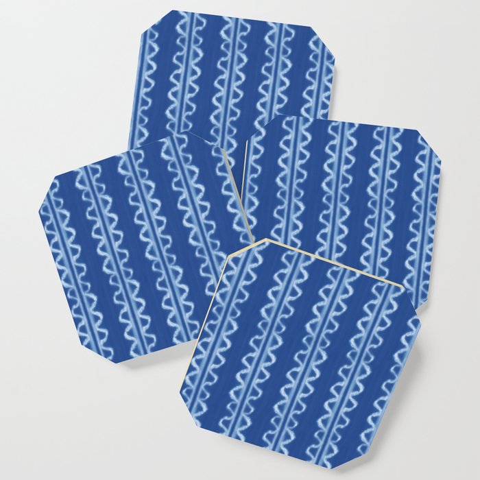 abstract brush stroke twisted stripe blue Coaster