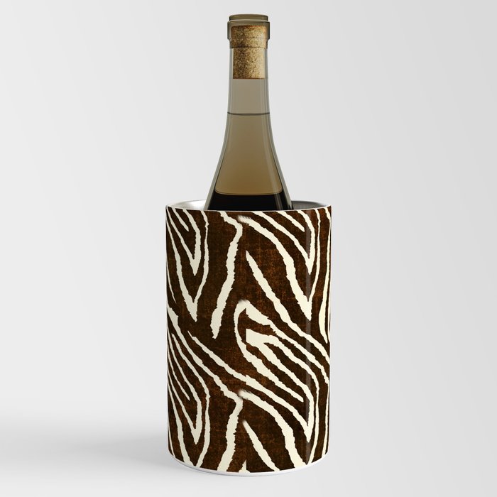 ANIMAL PRINT ZEBRA IN WINTER 2 BROWN AND BEIGE Wine Chiller