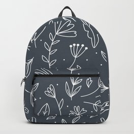 floral pattern with hand drawn flowers, leaves and branches Backpack