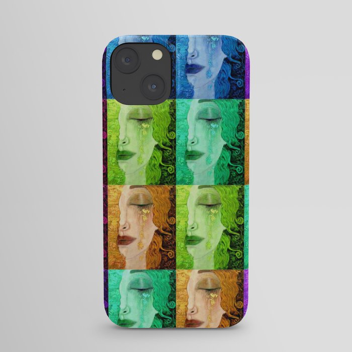 Multi-color collage Golden Tears Freya's Heartache alternate color female portrait painting by Gustav Klimt Art Print iPhone Case