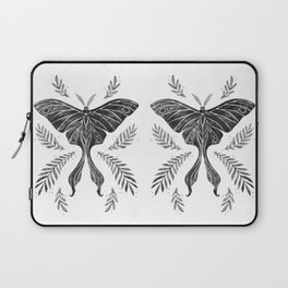 Watercolor Luna Moth in Black and White Laptop Sleeve