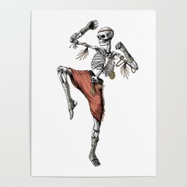 Skeleton Muay Thai Fighter Poster