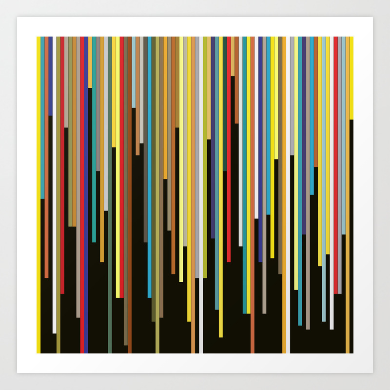 Night S End Abstract Geometric Color Stripes Art Print By