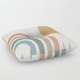 Mid Century Colorful Sun & Rainbow Floor Pillow