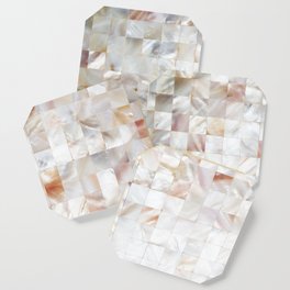 Mother of Pearl, Exotic Tiles Photography, Neutral Minimal Geometrical Graphic Design Coaster