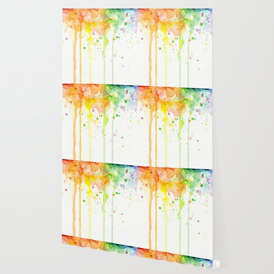 Rainbow Watercolor Pattern Texture Wallpaper By Olechka Society6