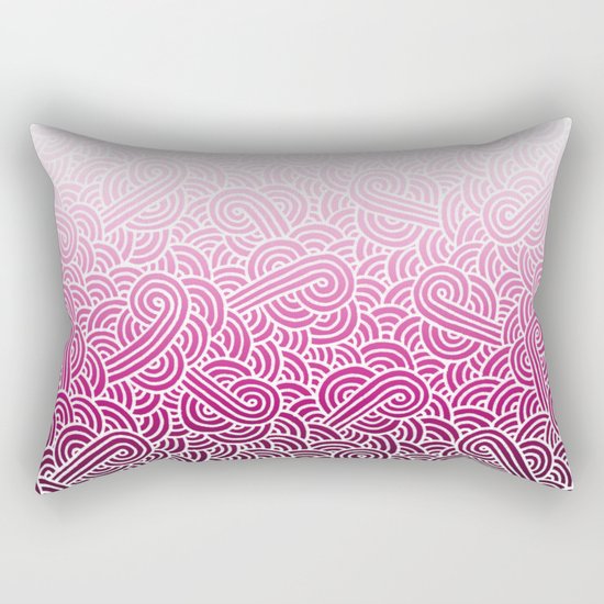 Ombre pink and white swirls doodles Rectangular Pillow