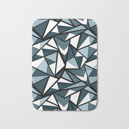 Geometric pattern in grey and white tones . Bath Mat