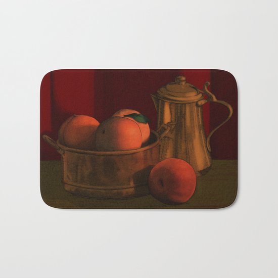 Still life with peaches Bath Mat