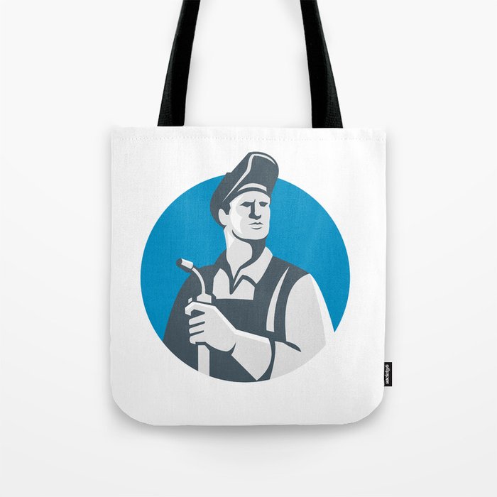 Welder Holding Welding Torch Circle Retro  Tote Bag
