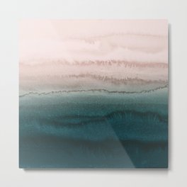 WITHIN THE TIDES - EARLY SUNRISE Metal Print | Rosegold, Sunrise, Ombre, Minimal, Watercolor, Feminine, Rose, Curated, Green, Blush 