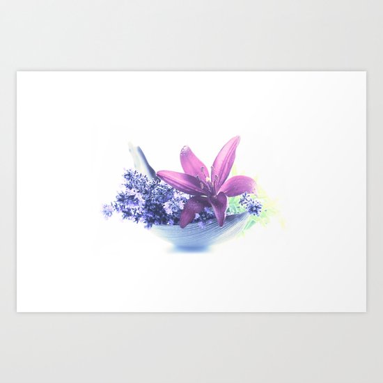 Summer flower pattern lilies and lavender Art Print