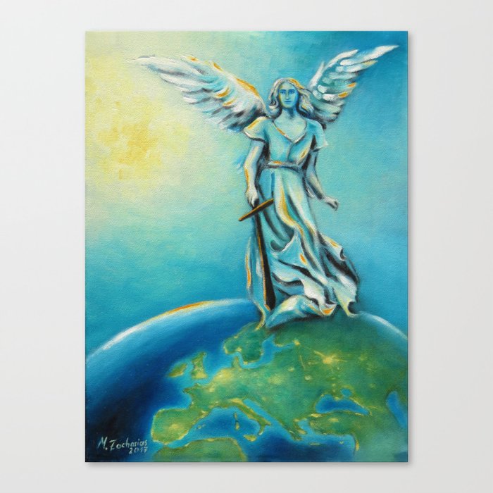 Archangel Michael Hand Painted Angel Art Canvas Print By