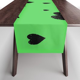 Hand-Drawn Hearts (Black & Green Pattern) Table Runner