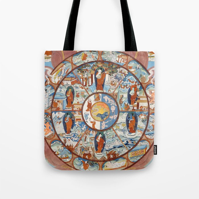 Wheel of Life Buddhist Thangka Tote Bag