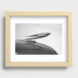 Vintage Car Classic Hood Ornament American Automobiles Black and White Recessed Framed Print