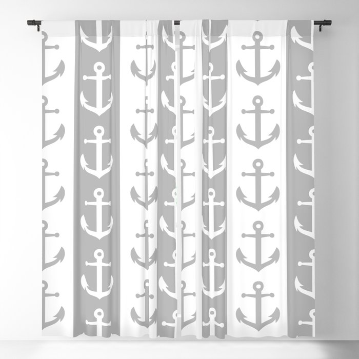 Nautical Sailor Stripes With Anchor Pattern Gray 241 Blackout