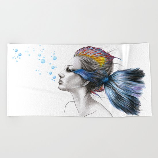 When I was a fish Beach Towel