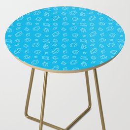 Turquoise and White Gems Pattern Side Table