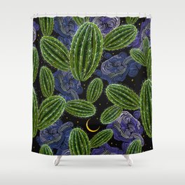 Cactus and night sky seamless pattern Shower Curtain