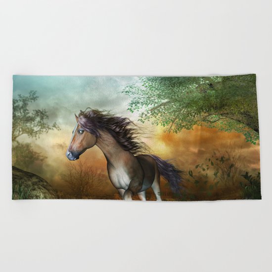 Beautiful brown horse Beach Towel