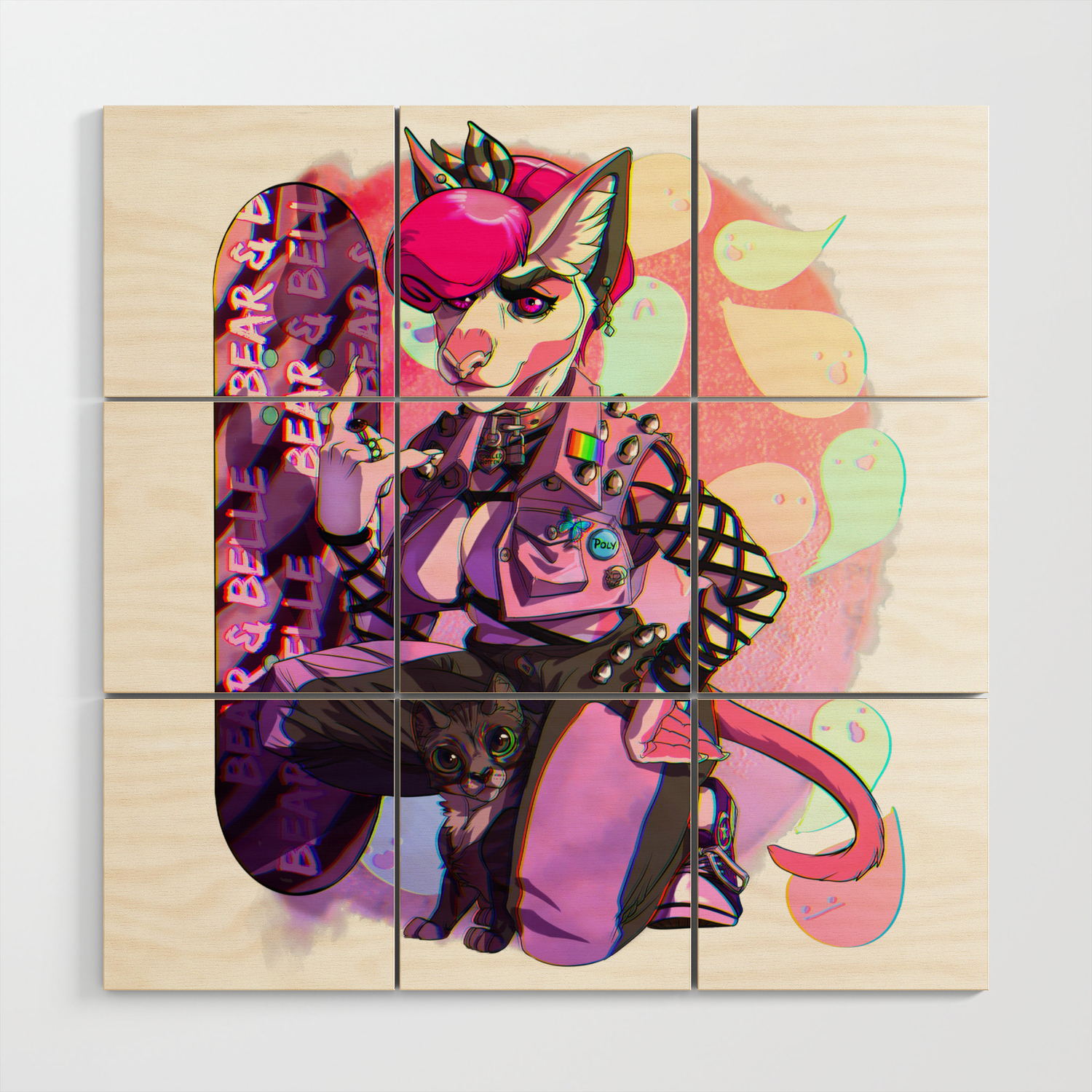 Bear Belle Pastel Goth Wood Wall Art By Bluebutterflystudio