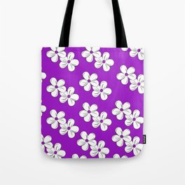Flower Pattern On Purple Background Tote Bag