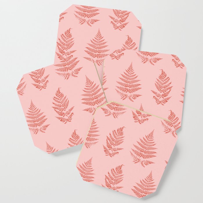 Fellow Ferns pink coral Coaster