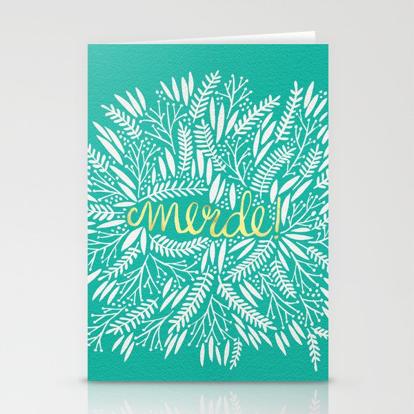 Pardon My French – Gold on Turquoise Stationery Cards