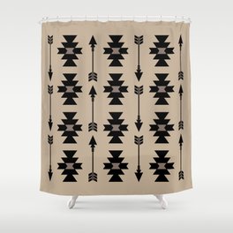 Southwestern Arrow Pattern 232 Black and Beige Shower Curtain