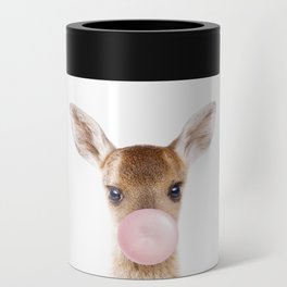 Baby Deer Blowing Bubble Gum, Pink Nursery, Baby Animals Art Print by Synplus Can Cooler