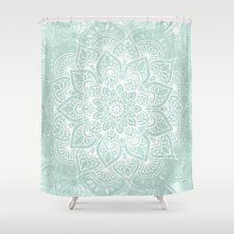 Mandala, Yoga, Love, Flower of Life, Teal Green Shower Curtain