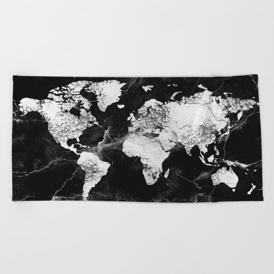 world map marble 4 Beach Towel