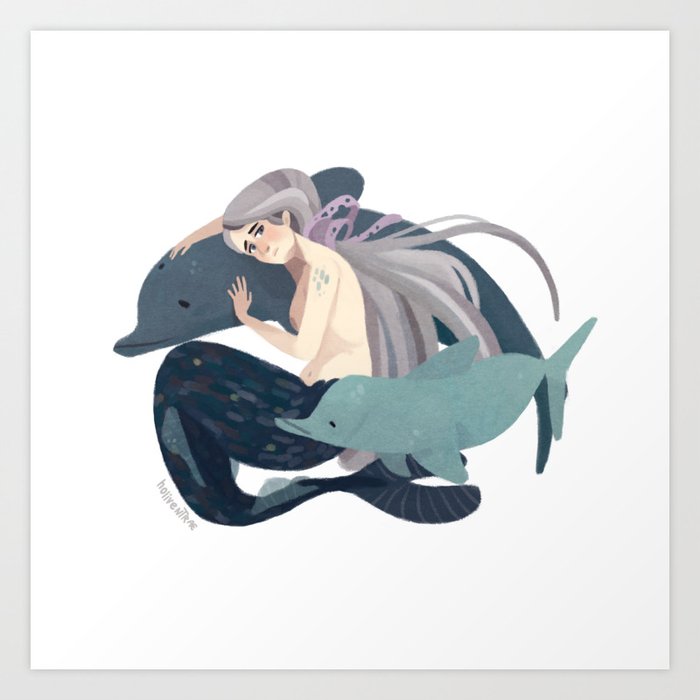 Sad mermaid Art Print
