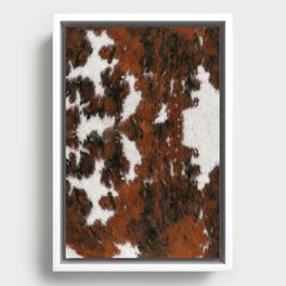 Rustic Carpet of Cowhide Fur Made with Paint Brushstrokes Framed Canvas