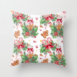 Christmas gingerbread candy cane Throw Pillow